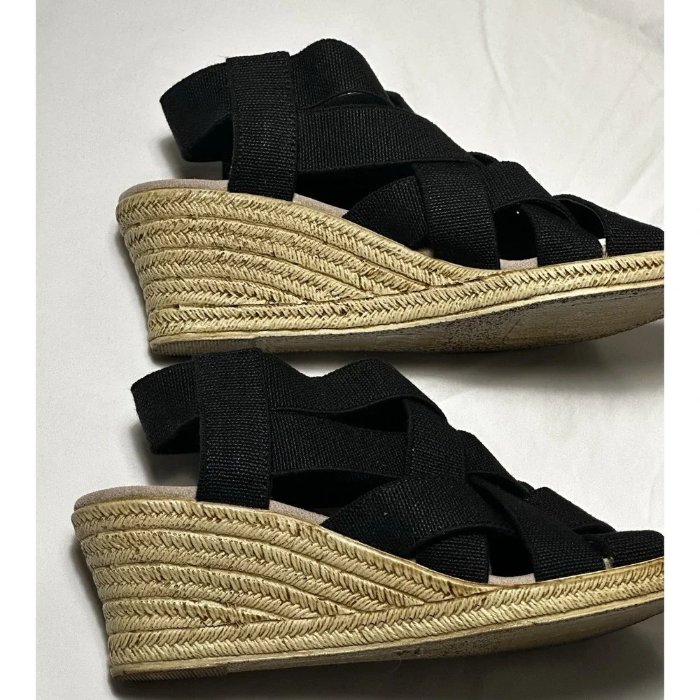 Charleston Shoes Company Ravanel Women's Wedge Sandal Espadrille, Size 7 Black